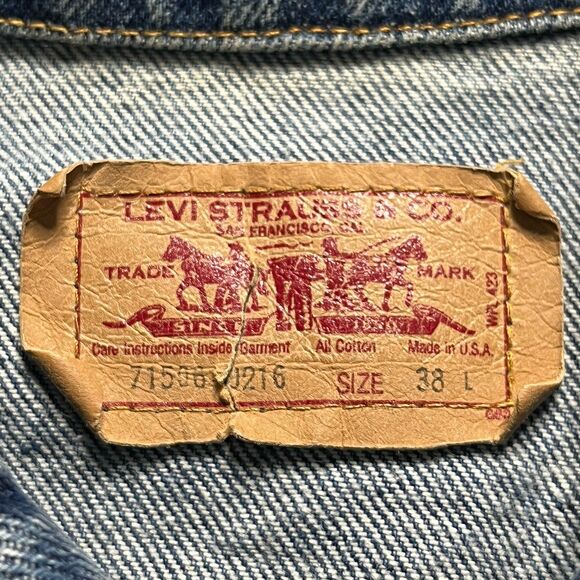 Levi's Jacket Mens Blue Denim Jeans Trucker Vintage 80s  38L ( Small ) - Picture 5 of 11